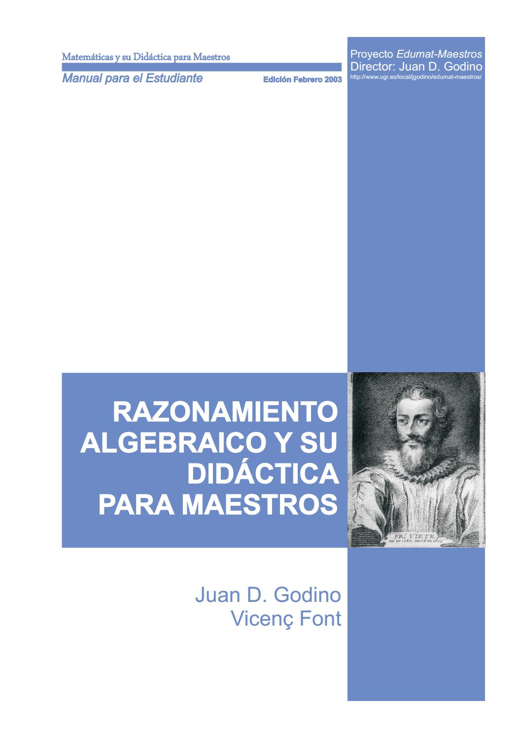 Razonamiento algebraico y su didáctica para maestros                                                                                                                                                    